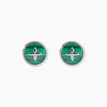Boucles D'Oreilles Puces Talismania Argent Blanc Malachite - Puces Femme | Marc Orian