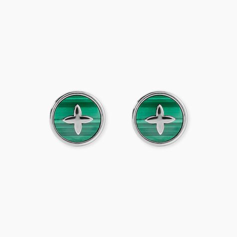 Boucles D'Oreilles Puces Talismania Argent Blanc Malachite - Puces Femme | Marc Orian