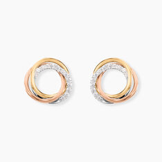 Boucles D'oreilles Puces Amaiur Or Tricolore Oxydes De Zirconium - Clous d'oreilles Femme | Marc Orian