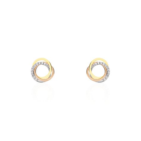 Boucles D'oreilles Puces Amaiur Or Tricolore Oxydes De Zirconium - Clous d'oreilles Femme | Marc Orian