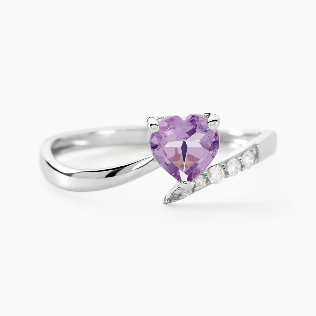 Bague Eva Or Blanc Amethyste Et Diamant - Bagues pierres fines Femme | Marc Orian