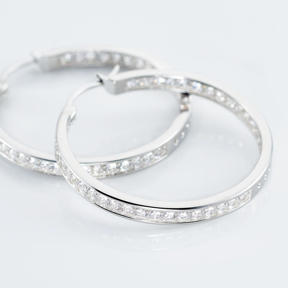 Créoles Classique Argent Blanc Django Oxyde De Zirconium - Créoles Femme | Marc Orian