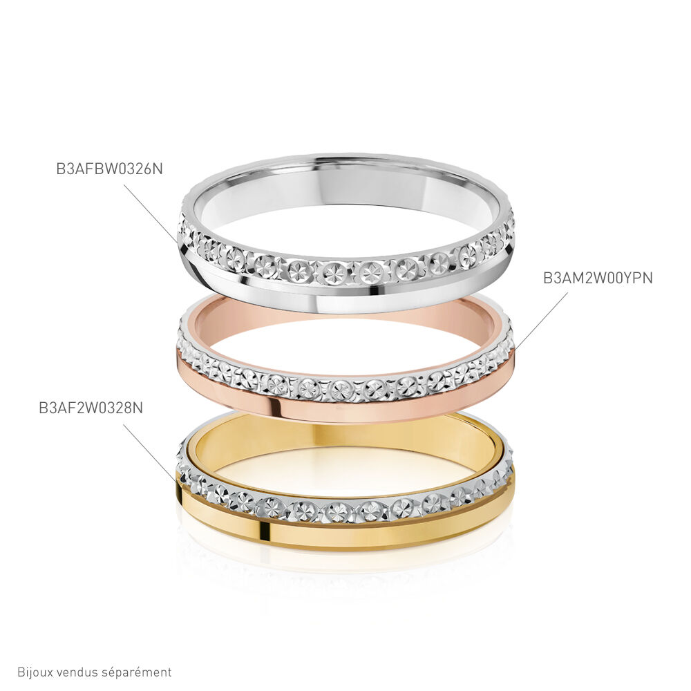 Alliance Fantaisie Diamantee Ruban Plat Or Bicolore - Alliances duo Femme | Marc Orian