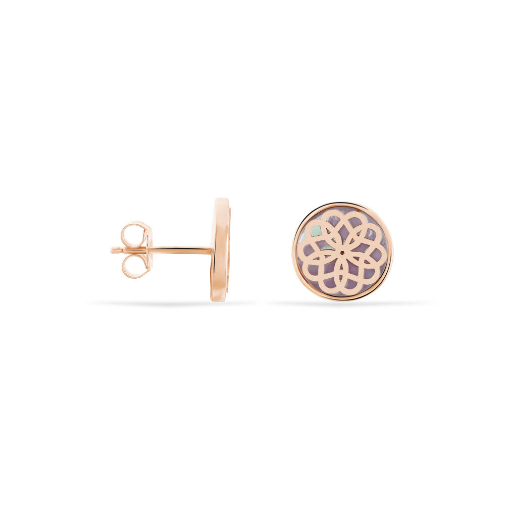 Boucles D'oreilles Puces Rosae Argent Rose Nacre - Puces Femme | Marc Orian