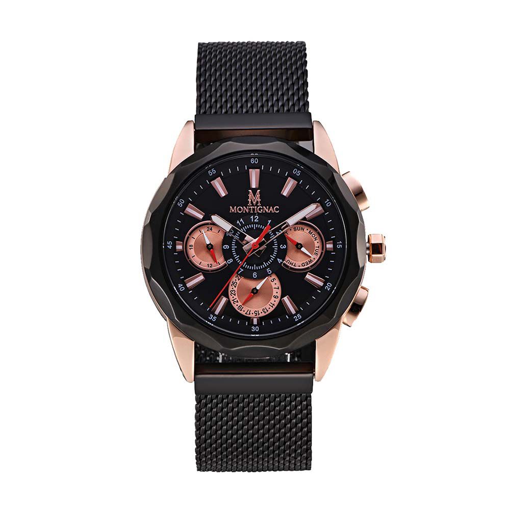 Montre Montignac Round Chrono Noir - Montres étanches Homme | Marc Orian