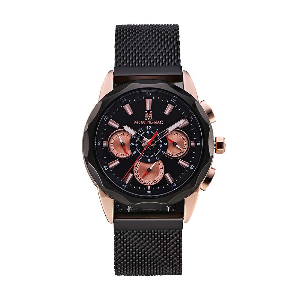 Montre Montignac Round Chrono Noir - Montres étanches Homme | Marc Orian
