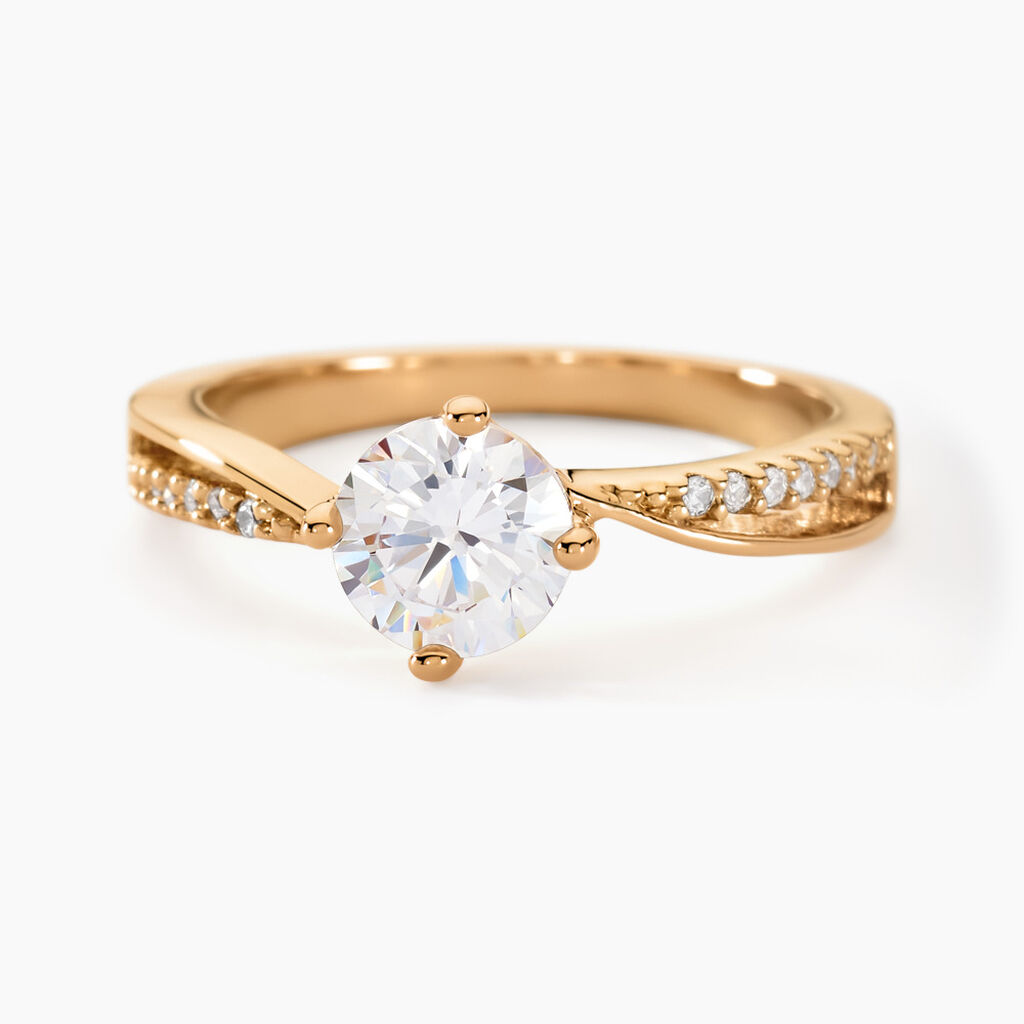 Bague Solitaire En Plaqué Or - Occasion - Bijou Classique Pour Femme
