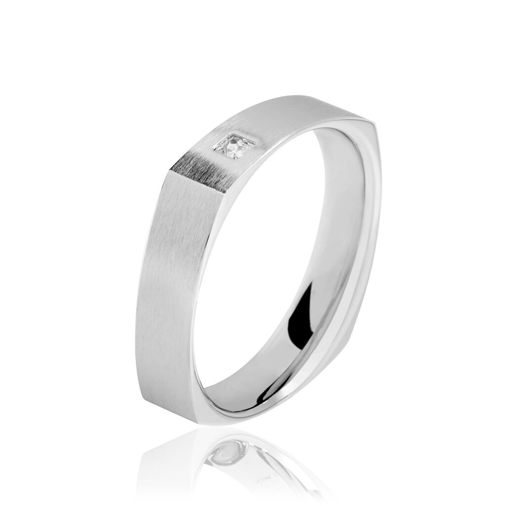 Alliance Carree Brossee Or Blanc Diamant - Alliances personnalisées Famille | Marc Orian