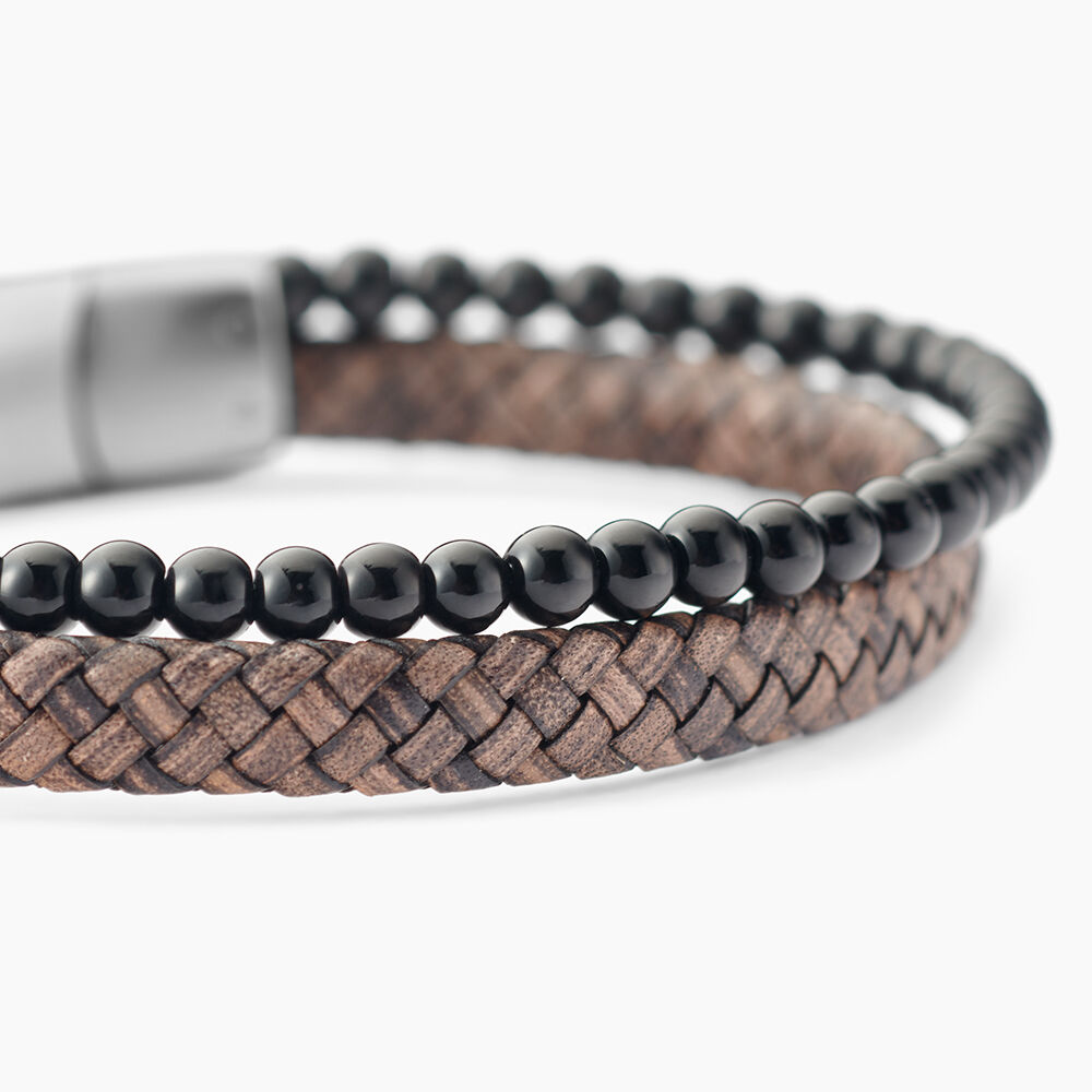Bracelet Jourdan Cuir De Vache Marron Onyx - Bracelets cuir Homme | Marc Orian