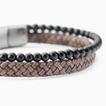 Bracelet Jourdan Cuir De Vache Marron Onyx - Bracelets cuir Homme | Marc Orian