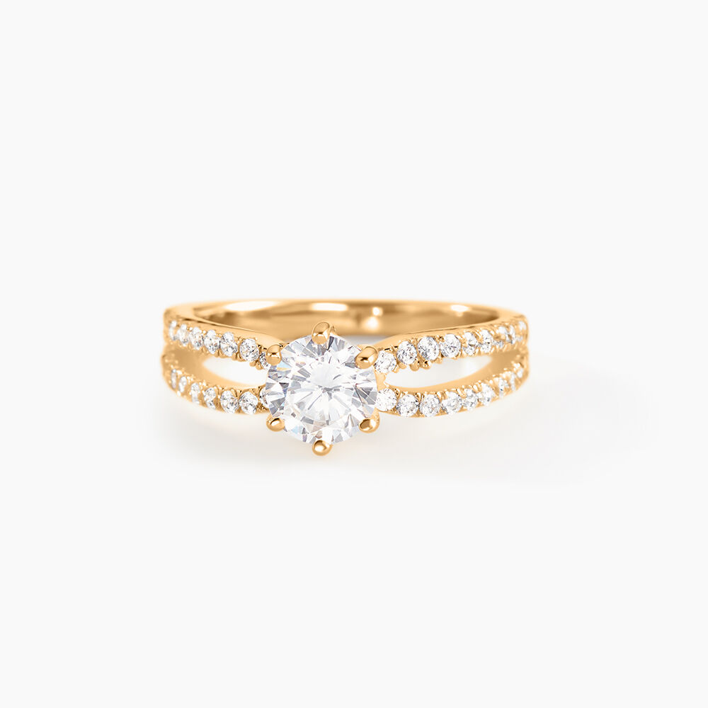 Bague Solitaire Plaqu&eacute; Or Jaune Melaina Oxyde De Zirconium - Bijoux fantaisie Femme | Marc Orian