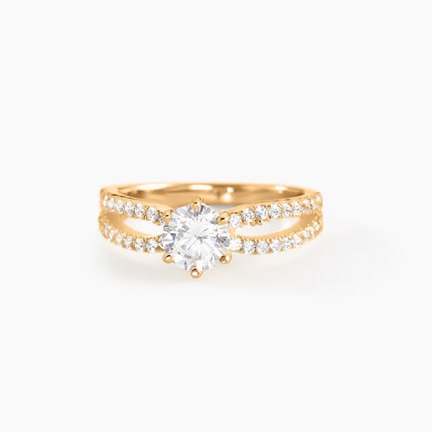 Bague Solitaire Plaqu&eacute; Or Jaune Melaina Oxyde De Zirconium - Bijoux fantaisie Femme | Marc Orian