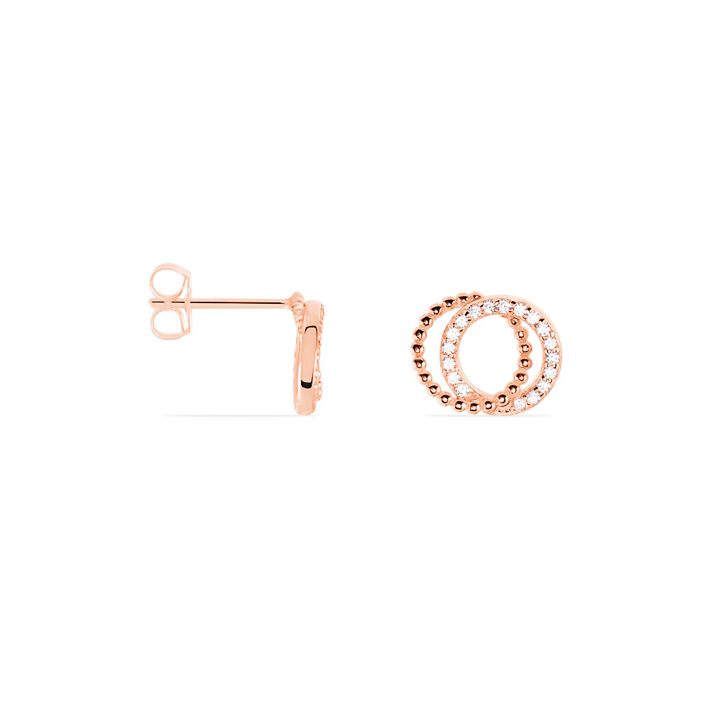 Boucles D'oreilles Puces Janne Argent Rose Oxyde De Zirconium - Puces Femme | Marc Orian