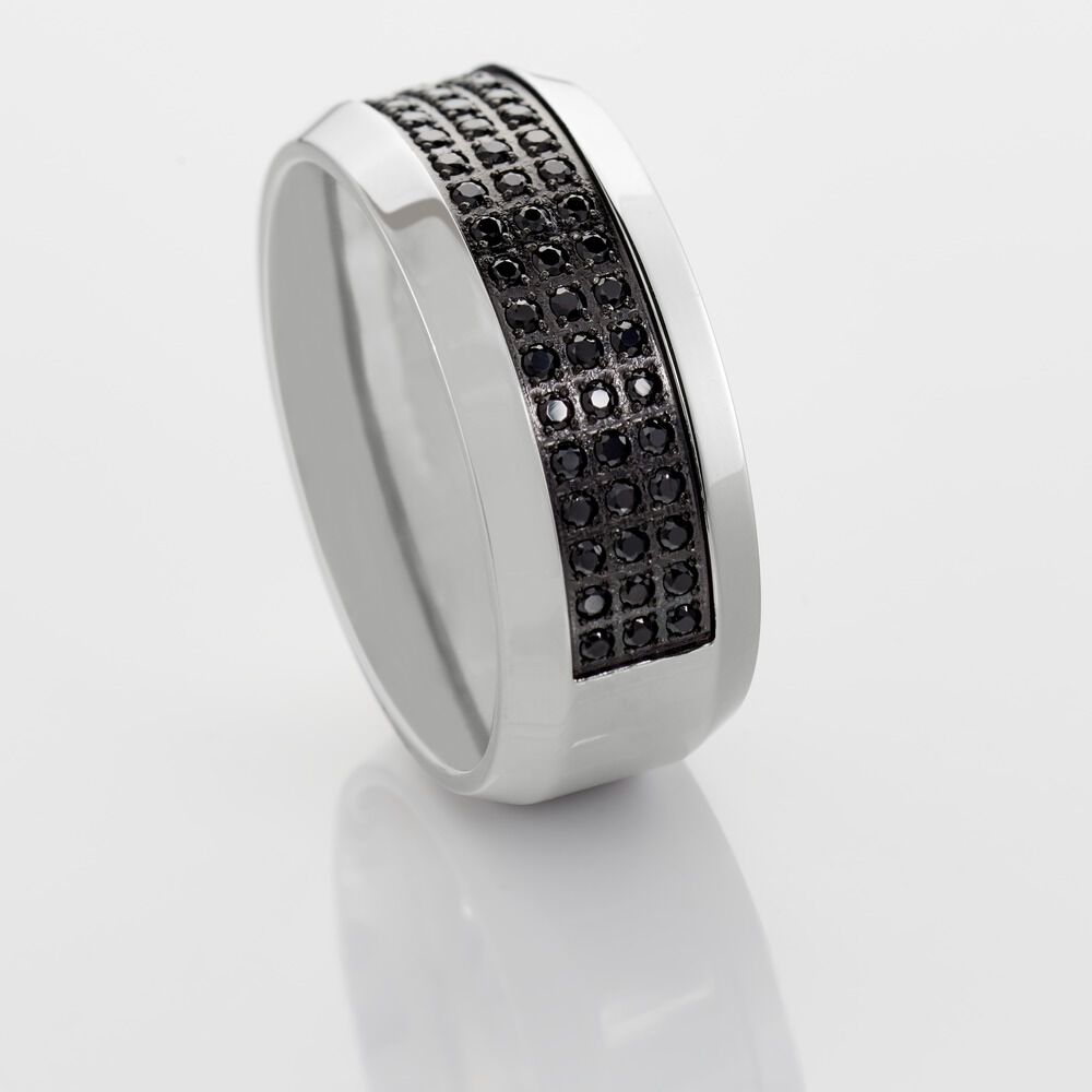 Bague Acier Blanc Tdeg Oxydes De Zirconium - Bagues avec pierre Homme | Marc Orian