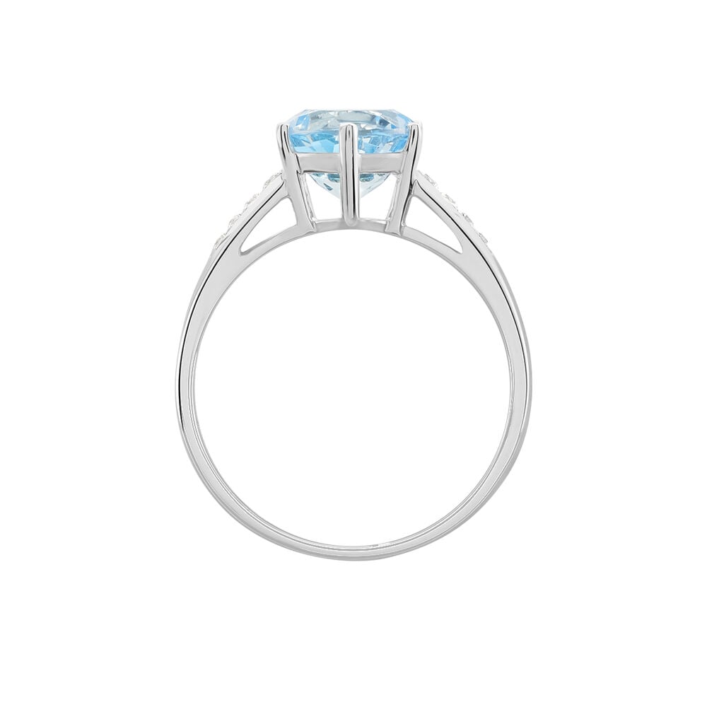 Bague Solitaire Adyl Or Blanc Turquoise Et Oxyde De Zirconium - Bagues pierres fines Femme | Marc Orian