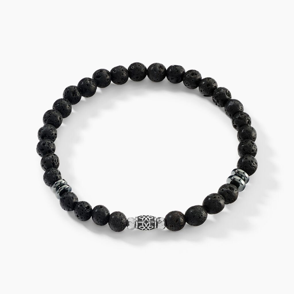 Bracelet Acier Hugueso Agates Noires - Bracelets chaînes Unisex | Marc Orian