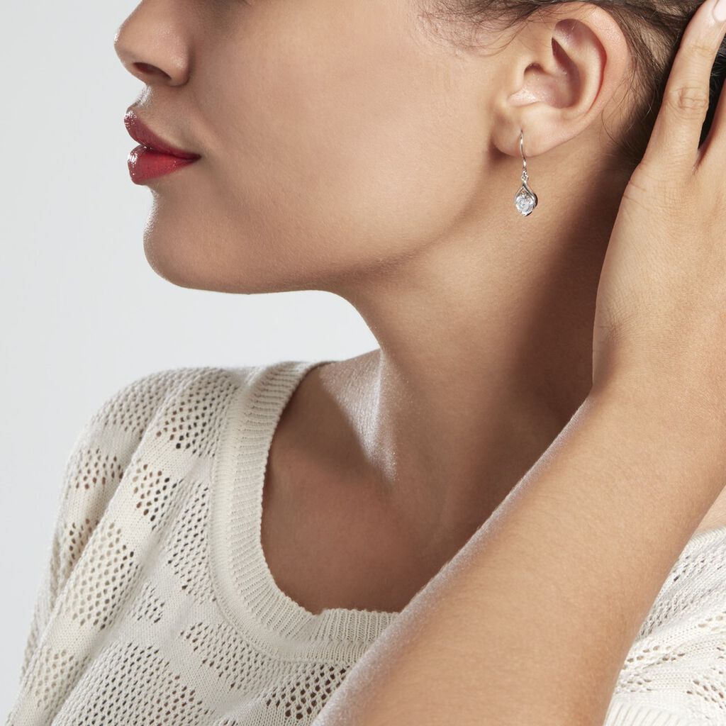 Boucles D'oreilles Pendantes Guenovera Argent Blanc Oxyde De Zirconium - Boucles d'oreilles Pendantes Femme | Marc Orian
