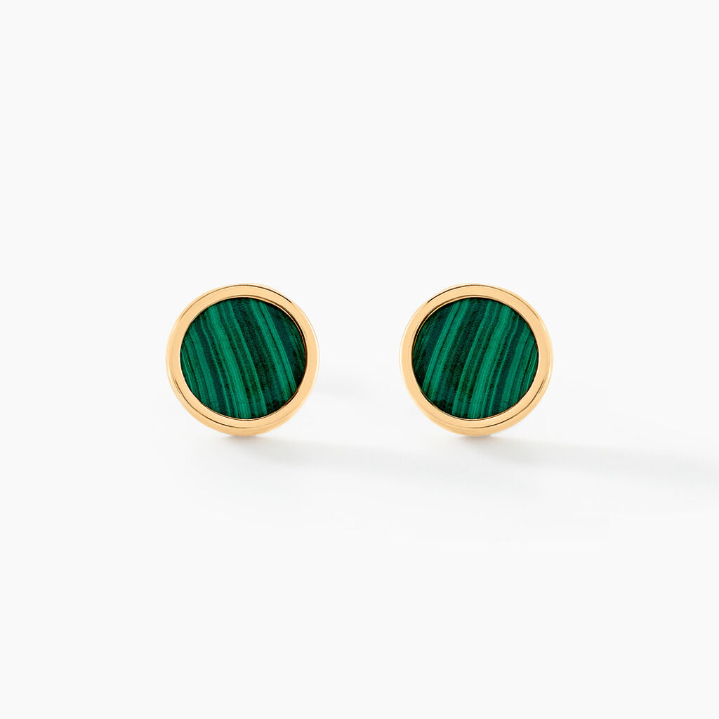 Boucles D'oreilles Puces Lucky Gems Or Jaune Malachite - Puces Femme | Marc Orian