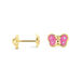 Boucles D'oreilles Puces Papillon Rose Or Jaune