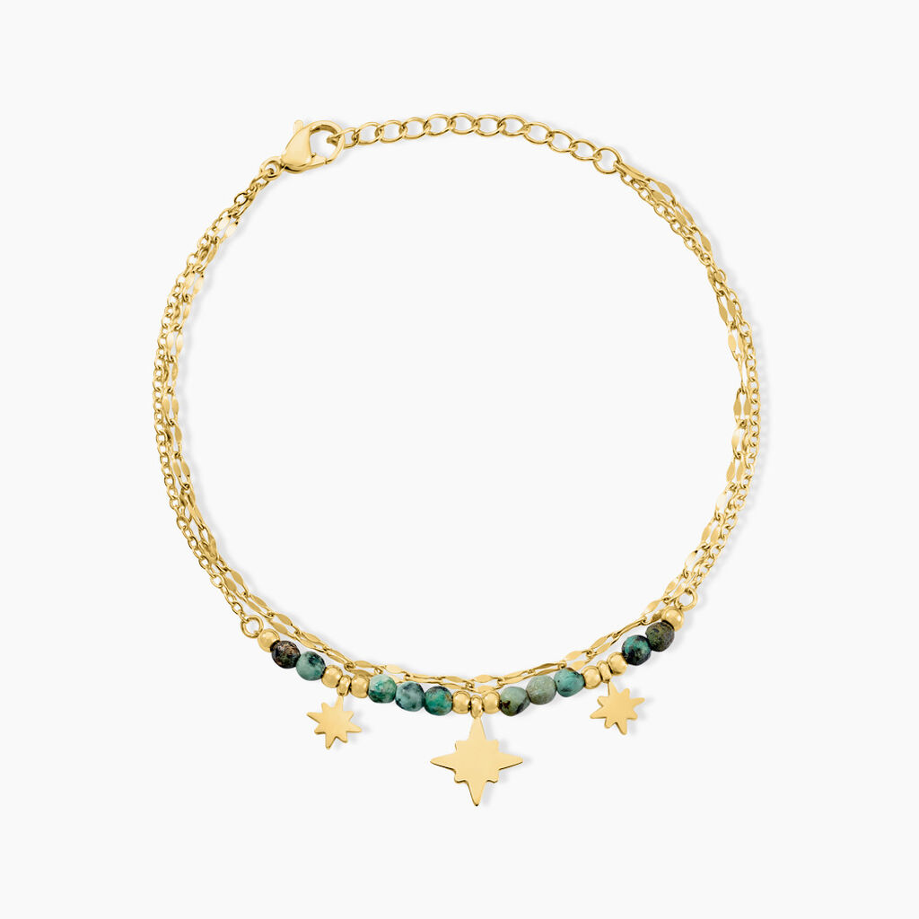 Bracelet Athena Acier Dor&eacute; Jaspe Africain - Bracelets cha&icirc;nes Femme | Marc Orian