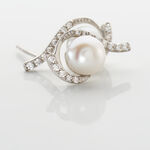 Boucles D'oreilles Puces Cassiopea Or Blanc Oxyde Et Perle De Culture - Puces Femme | Marc Orian