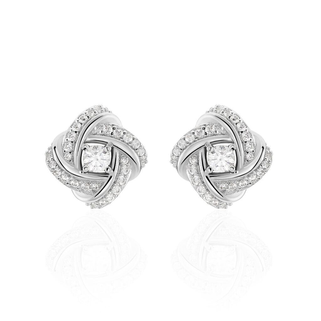 Boucles D'oreilles Puces Anasthase Argent Blanc Oxyde De Zirconium - Pendantes Femme | Marc Orian