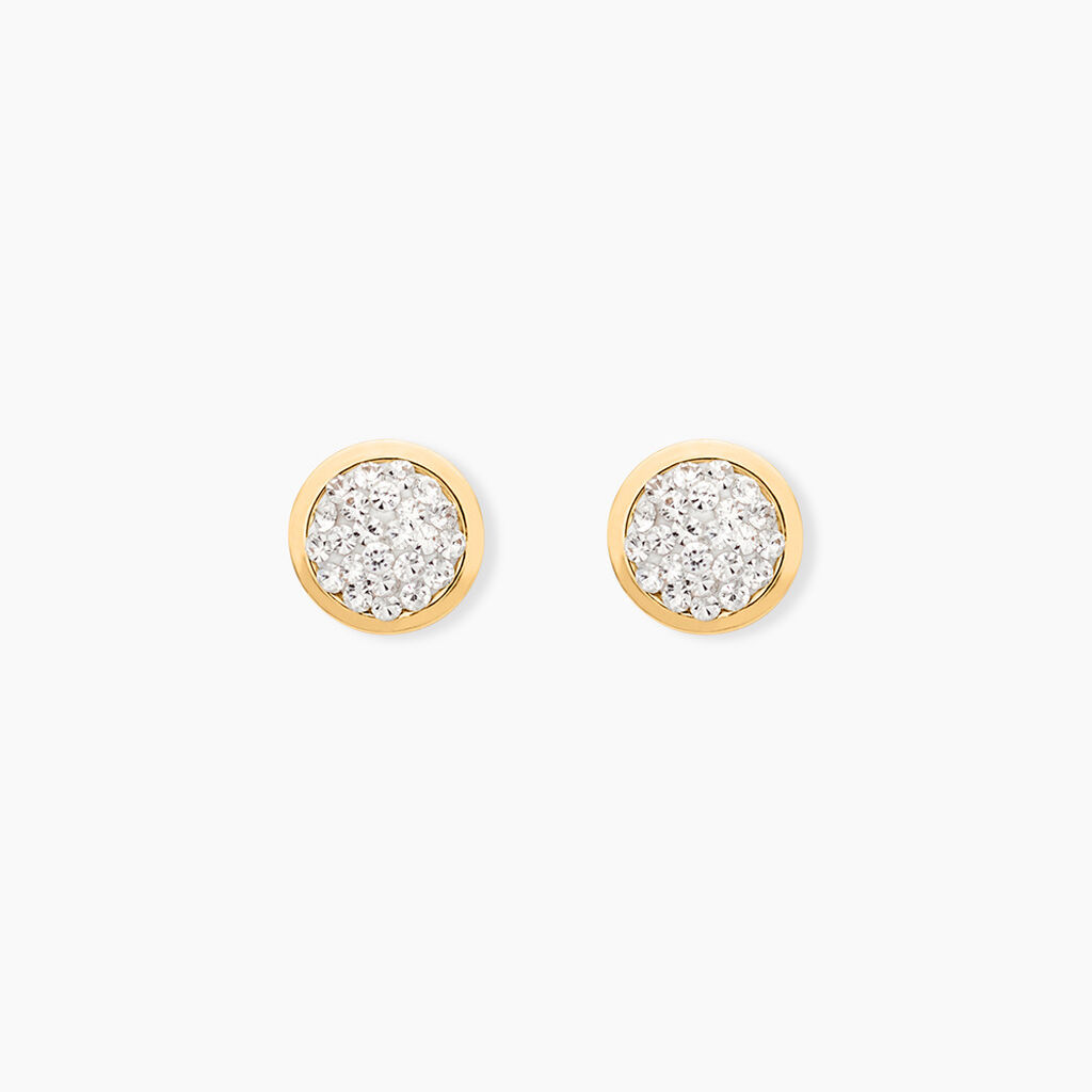 Boucles D'oreilles Puces Edmee Cercle 0 Or Jaune Strass - Puces Femme | Marc Orian