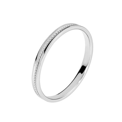 Alliance Perlee Ruban Plat Or Blanc - Alliances duo Famille | Marc Orian