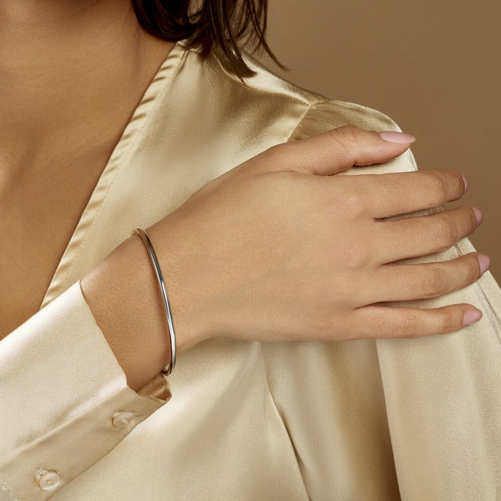 Bracelet Jonc Tabata Argent Blanc - Bracelets jonc Femme | Marc Orian