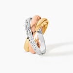 Alliance Entrelacee Diamantee Demi Jonc Classique Or Tricolore - Alliances duo Unisex | Marc Orian