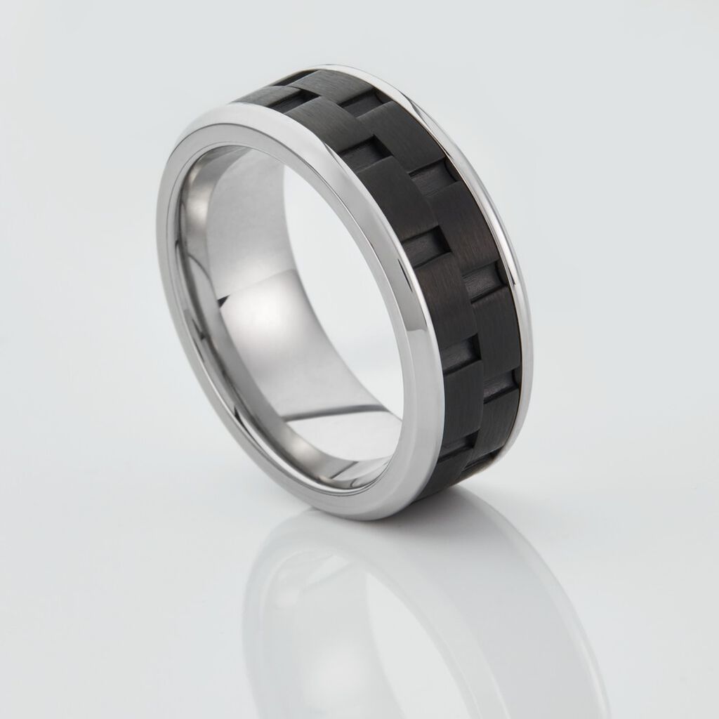 Bague Jourdan Oahu Acier Blanc Et Noir - Bague fantaisie Homme | Marc Orian