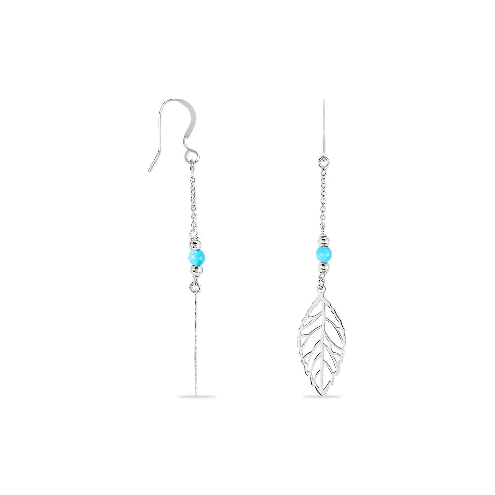 Boucles D'oreilles Pendantes Grethel Argent Blanc Turquoise - Pendantes Femme | Marc Orian
