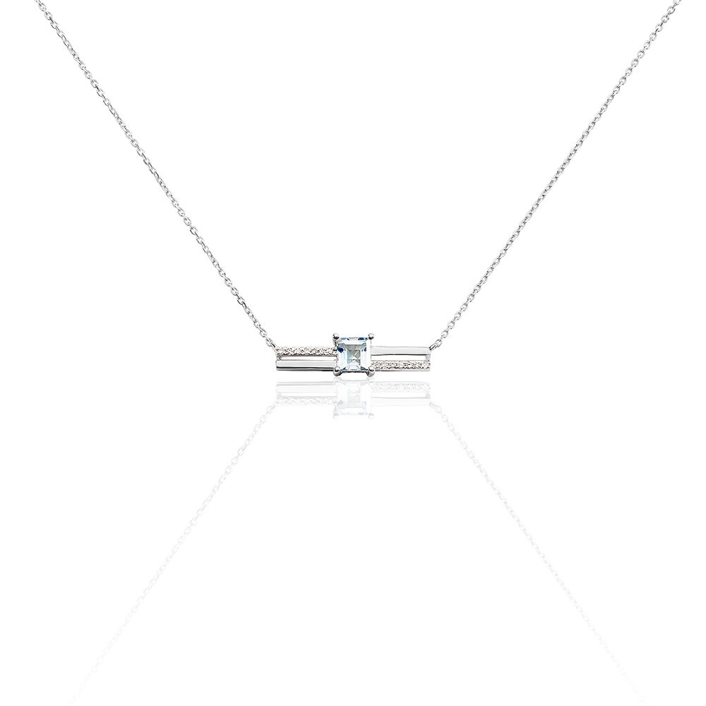 Collier Or Blanc Topaze Et Diamant - Colliers avec pierres Femme | Marc Orian