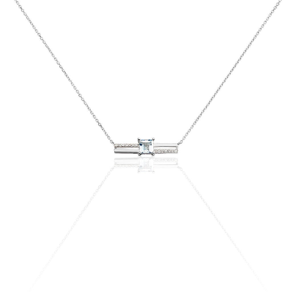 Collier Or Blanc Topaze Et Diamant - Colliers avec pierres Femme | Marc Orian