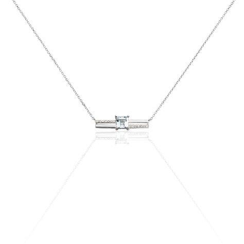 Collier Or Blanc Topaze Et Diamant - Colliers avec pierres Femme | Marc Orian