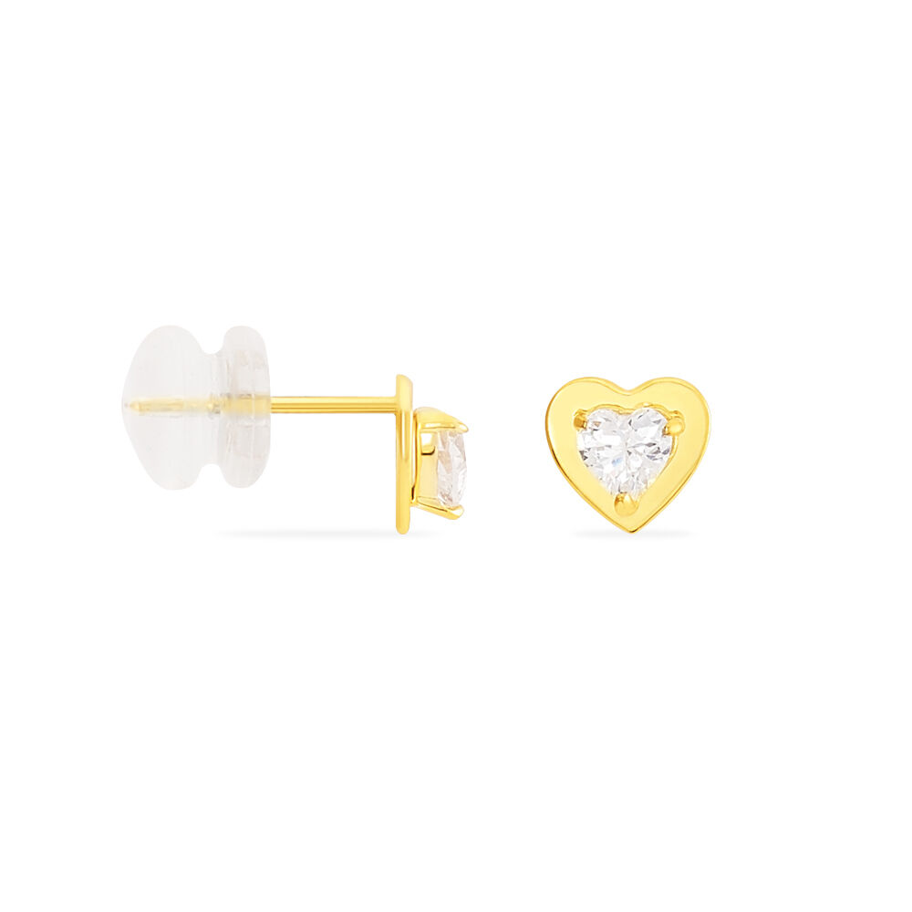 Boucles D'oreilles Puces Daria Coeur Plein Or Jaune Oxyde De Zirconium - Puces Femme | Marc Orian
