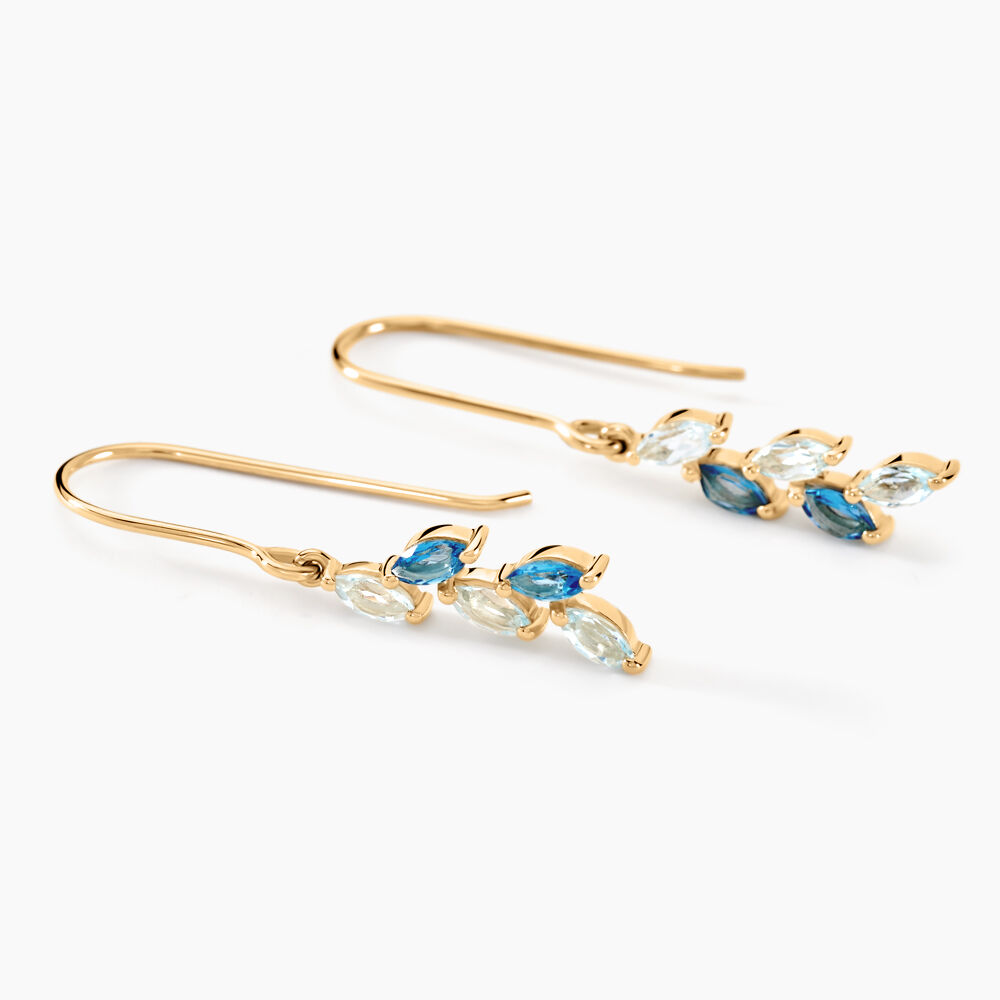 Boucles D'oreilles Pendantes Océan Or Jaune Topaze - Pendantes Femme | Marc Orian