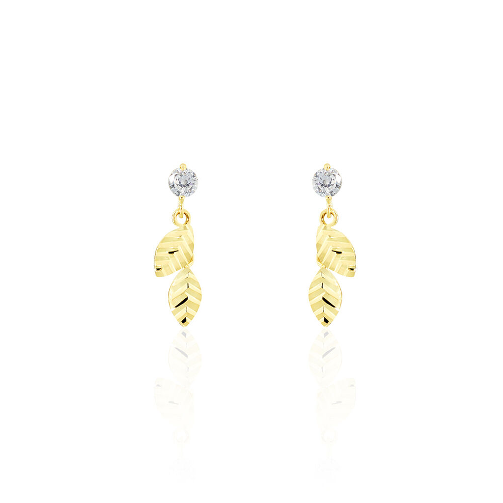 Boucles D'oreilles Pendantes Bartolomea Feuille Or Jaune Oxyde - Pendantes Femme | Marc Orian