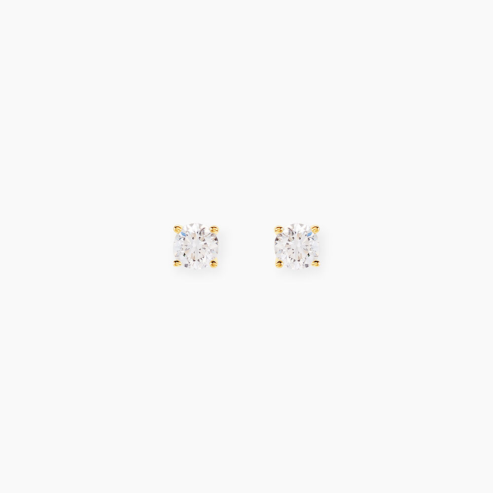 Boucles D'oreilles Puces Aphrodite Or Jaune Diamant - Puces Famille | Marc Orian