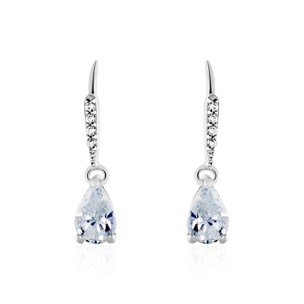 Boucles D'oreilles Pendantes Adib Or Blanc Oxyde De Zirconium - Pendantes Femme | Marc Orian