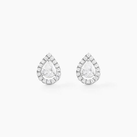 Boucles D'oreilles Puces Hildana Or Blanc Oxyde De Zirconium - Puces Femme | Marc Orian