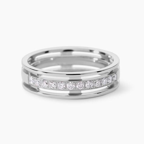 Alliance Serti Grains Ajoures Or Blanc Diamant - Alliances duo Unisex | Marc Orian