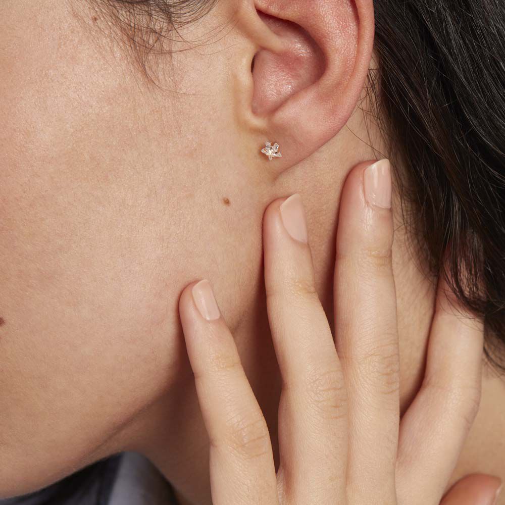 Boucles D'oreilles Puces Elais Etoile Or Jaune Oxyde De Zirconium - Puces Femme | Marc Orian