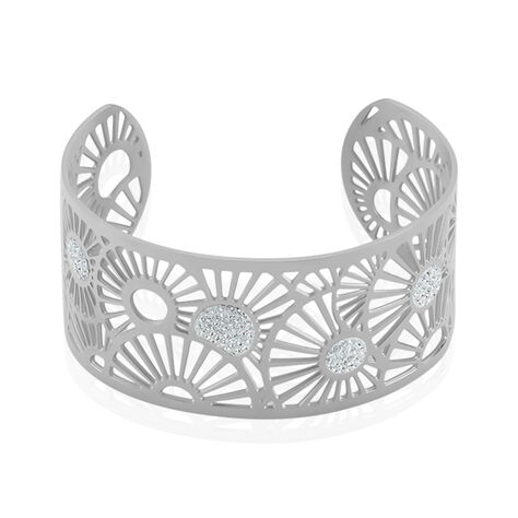 Bracelet Jonc Imagine Florette Strass Acier Blanc Strass - Bracelets Pierre Femme | Marc Orian