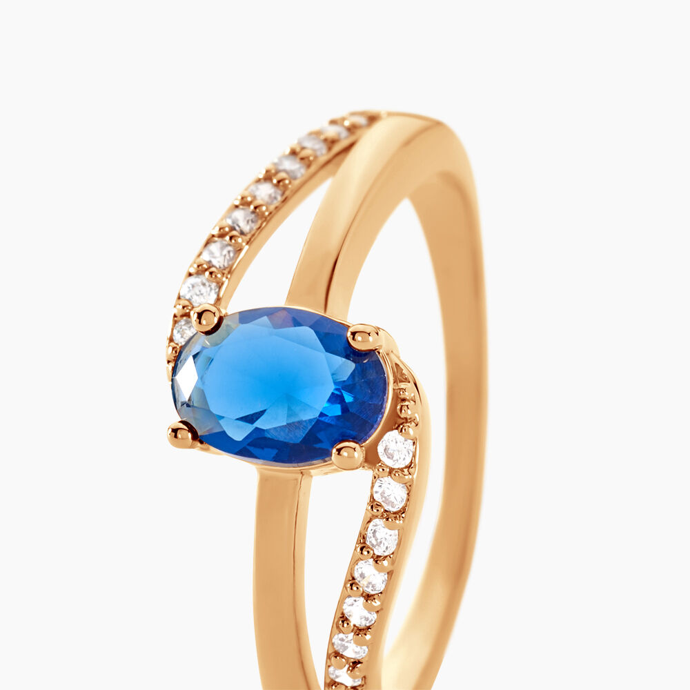 Bague Tyana Plaqu&eacute; Or Jaune Pierre De Synthese Et Oxyde De Zirconium - Bijoux fantaisie Femme | Marc Orian