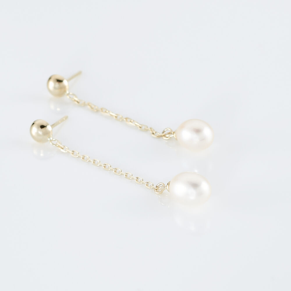 Boucles D'oreilles Pendantes Adriette Or Jaune Perle De Culture - Pendantes Femme | Marc Orian