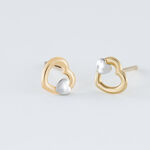 Boucles D'oreilles Puces Anne-maudae Double Coeurs Or Bicolore - Puces Femme | Marc Orian