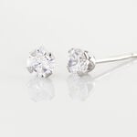 Boucles D'oreilles Puces Eddie Or Blanc Oxyde De Zirconium - Puces Femme | Marc Orian