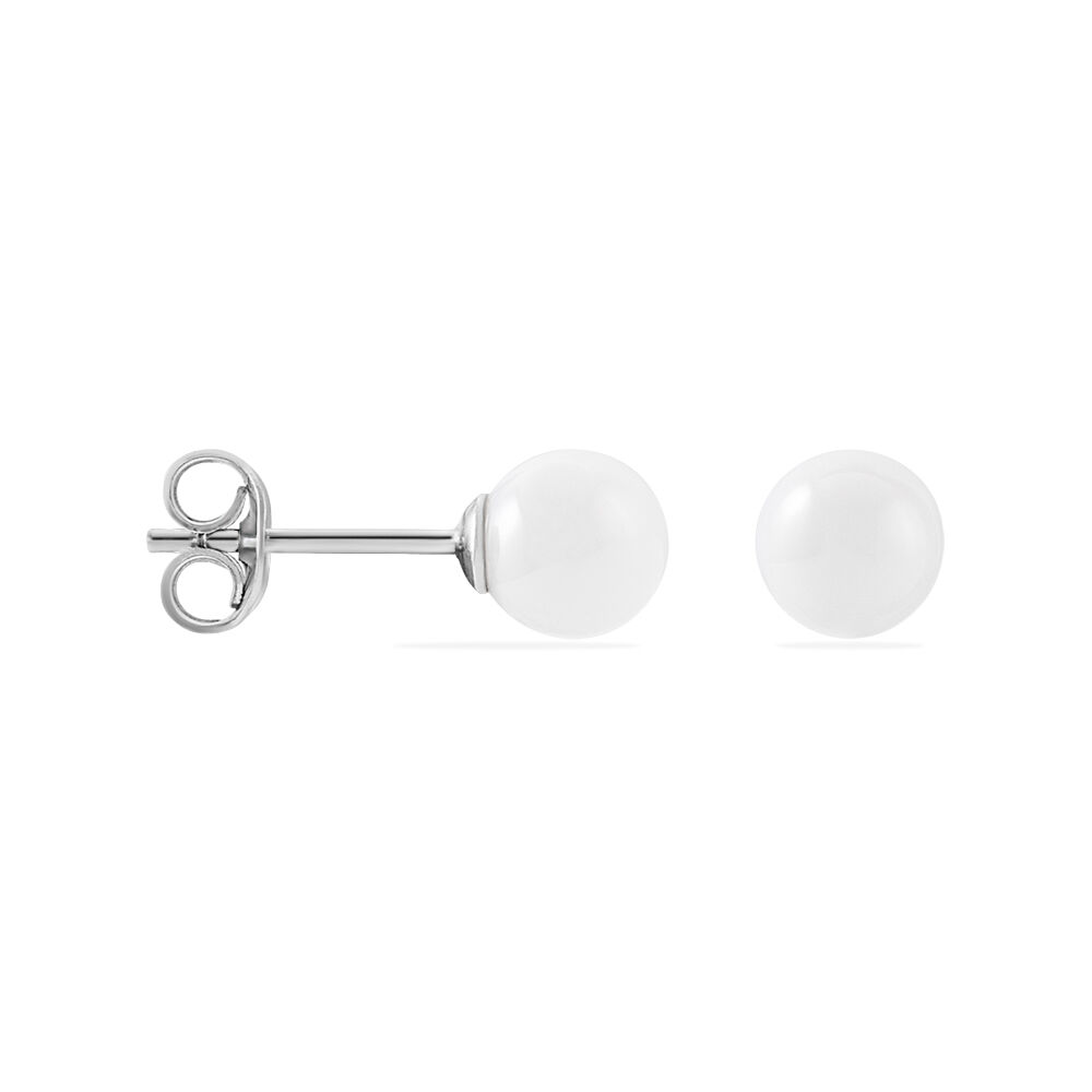 Boucles D'oreilles Puces Solene Argent Blanc C&eacute;ramique - Puces Femme | Marc Orian