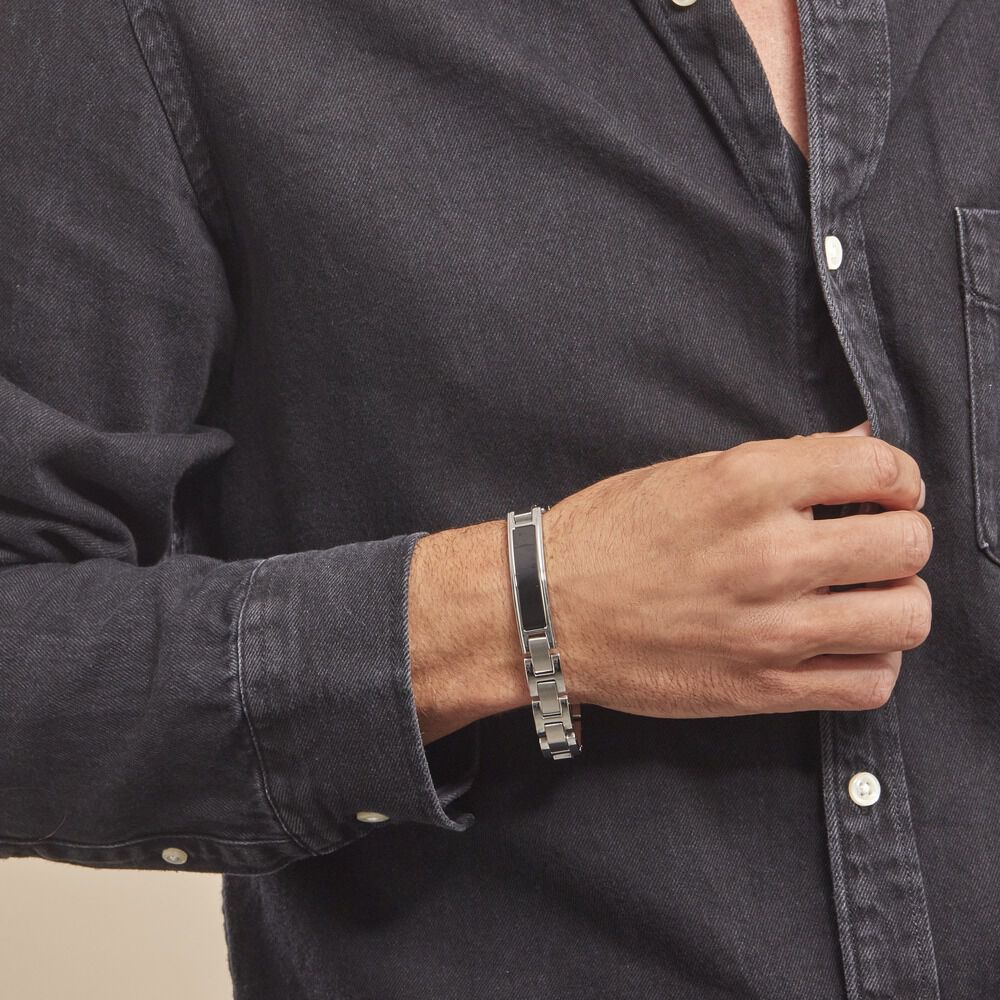 Bracelet Identité Acier Blanc Arvernus - Bracelets chaînes Homme | Marc Orian